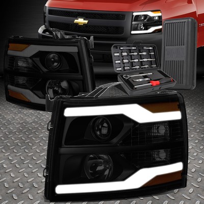ДЛЯ 07-14 CHEVY SILVERADO LED DRL БОКОВАЯ ФАРА ПРОЕКТОРА ДЫМЧАТОГО ЯНТАРЯ + НАБОР ИНСТРУМЕНТОВ