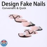 24Pcs French Tip Press on Nails Medium Almond With Charms Bow Acrylic Heart Pearl Shine Stick on Reusable Ribbon Rhinestones False Bows Decoration for Women Girls