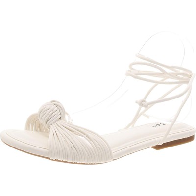 On 34th Womens Faux Leather Flat Slides Strappy Sandals Shoes BHFO 7474