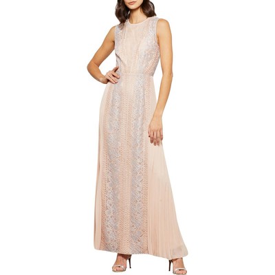 

BCBGMAXAZRIA Женское розовое кружевное вечернее вечернее платье с иллюзией  BHFO 7320, Розовый