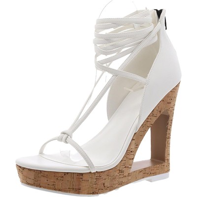 Aaj By Aminah / женские белые повседневные босоножки на танкетке NINA 8 среднего размера (B,M) BHFO 2858