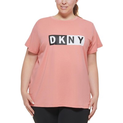 Футболка DKNY Sport Womens Logo Activewear Pullover Top Athletic Plus BHFO 0368