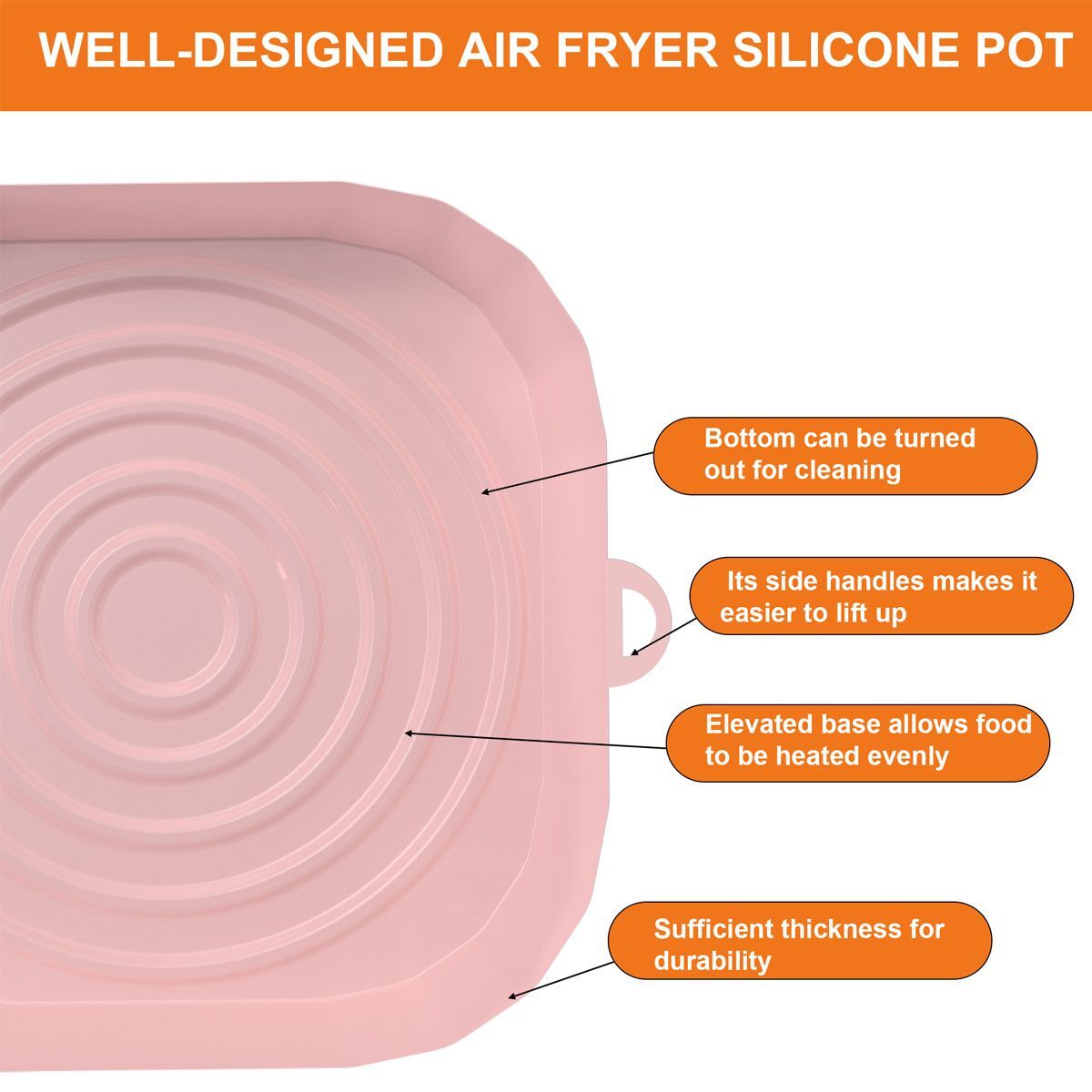 2pcs Air Fryer Silicone Pot Basket Non-Stick Safe Oven Baking Tray Accessories