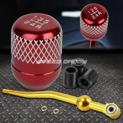 ЗОЛОТИСТЫЙ АЛЮМИНИЕВЫЙ РЫЧАГ ПЕРЕКЛЮЧЕНИЯ ПЕРЕДАЧ С ДВОЙНЫМ ИЗГИБОМ И КРАСНОЙ 5-СТУПЕНЧАТОЙ СЕТЧАТОЙ РУЧКОЙ ДЛЯ EK/ EJ/ EG/DC