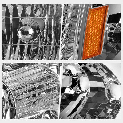 For 02-05 Ford Explorer Chrome Housing Headlight Amber Corner Signal Lamps Pair