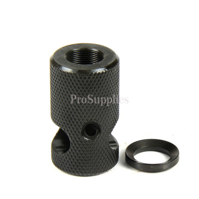 Compact Low Concussion 1/2x28 Muzzle Brake 223/556/22LR Knurled Finish w/ Washer