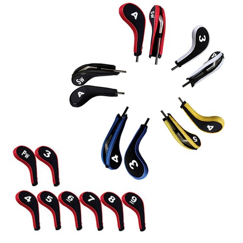 10pcs Golf Club Iron Head Cover Headcover 3-9 A SW PW For Ti