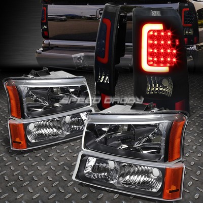 ЧЕРНАЯ ФАРА + ЯНТАРНЫЙ СИГНАЛ + ЗАКОПЧЕННЫЙ 3D СВЕТОДИОДНЫЙ ЗАДНИЙ ФОНАРЬ U-HALO ДЛЯ 03-07 SILVERADO