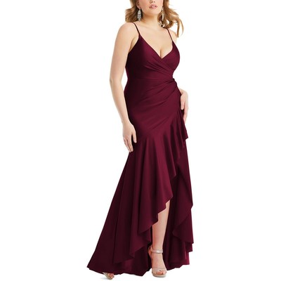 Женское официальное вечернее платье Cynthia & Sahar с красными мерцающими оборками, L BHFO 1711