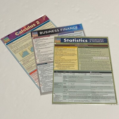 Quick Study Guides for Business Finance Statistics and Calculus 2 Pre-Owned