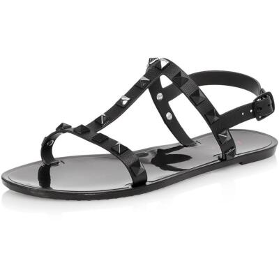 

Женские туфли на плоской подошве с открытым носком Aqua Jelly Sandals BHFO 4319, Черный