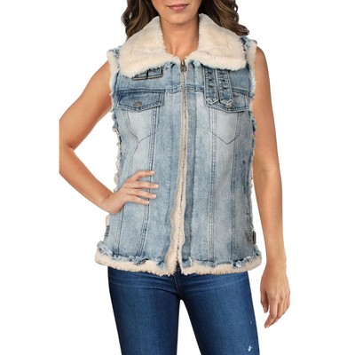 

Guess Женский джинсовый жилет Manola Blue Sherpa на молнии спереди Верхняя одежда  BHFO 4813, Fantasy/off white, Manola