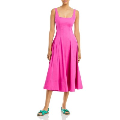 

Женское розовое однотонное повседневное платье миди без рукавов STAUD  BHFO 5885, Peony