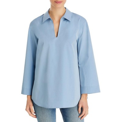Lafayette 148 Нью-Йоркский женский пуловер с синим воротником и рубашкой Henley XS BHFO 3664