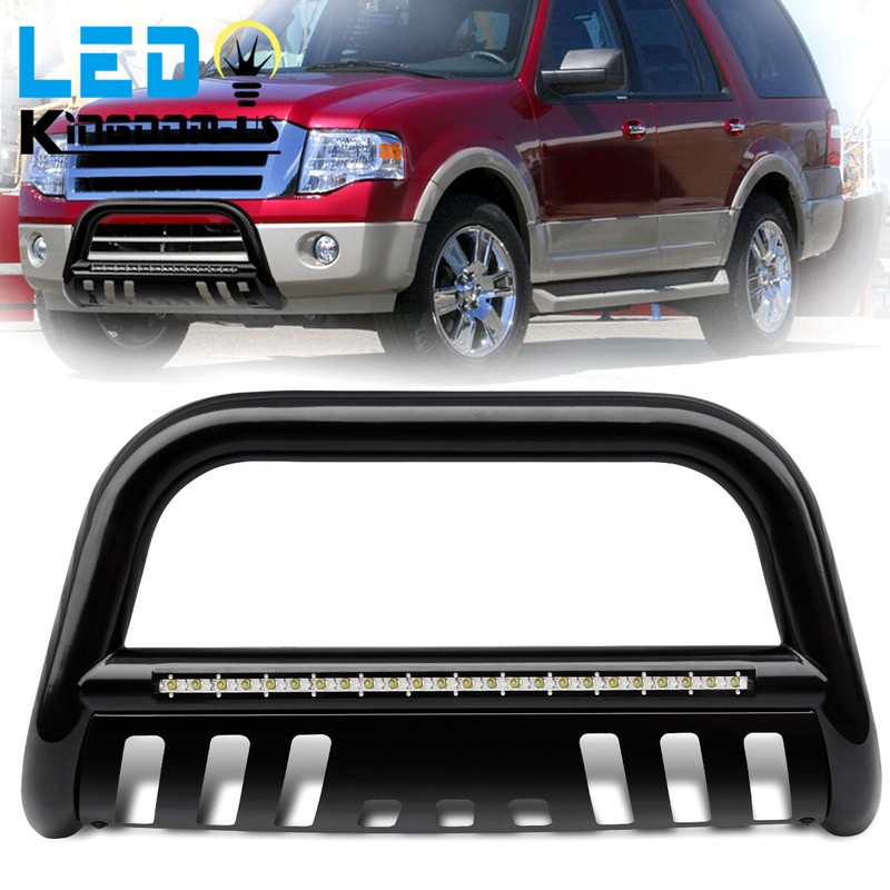 Grille Guard For 04–23 Ford F-150 W/ Led Lights Black