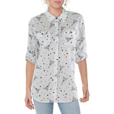 

Karl Lagerfeld Paris Женская белая рубашка на пуговицах с принтом  BHFO 7831, White black multi