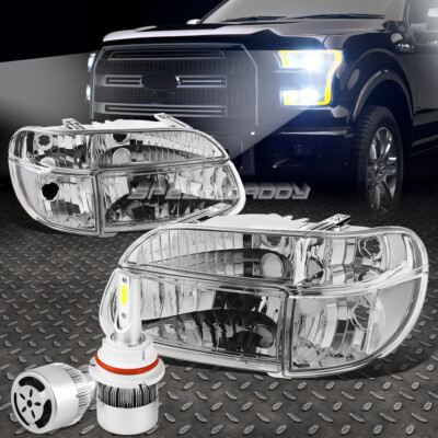 ХРОМИРОВАННЫЙ КОРПУС, ПРОЗРАЧНАЯ УГЛОВАЯ ФАРА + СВЕТОДИОДНАЯ ЛАМПА 6000K + ПАРА ВЕНТИЛЯТОРОВ ДЛЯ 95-01 EXPLORER