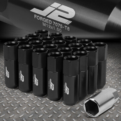 J2 ENGINEERING 7075 АЛЮМИНИЙ M12X1.5 20ШТ 60 ММ ГАЙКА С ОТКРЫТЫМ НАКОНЕЧНИКОМ и АДАПТЕРОМ, ЧЕРНЫЙ