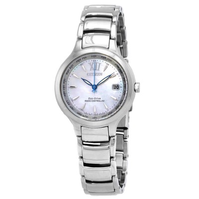 Pre-owned Citizen Eco-drive Perpetual World Time Mop Dial Ladies Watch Ec1170-85d
