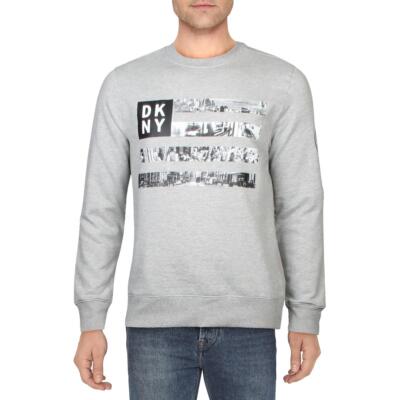 

DKNY Мужская серая толстовка с круглым вырезом и длинными рукавами с логотипом  BHFO 5747, Medium grey heather