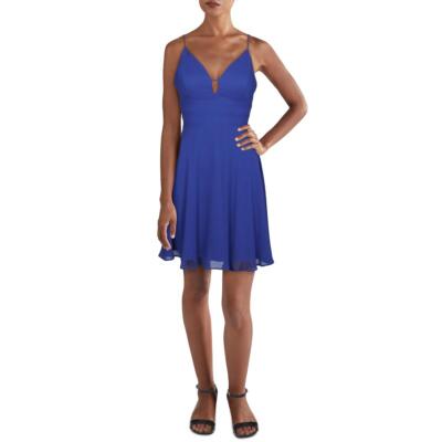 

Платье City Studio Womens V-образным вырезом Mini Fit - Flare Skater Dress Juniors BHFO 3454, Royal