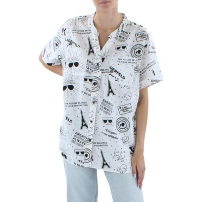 

Karl Lagerfeld Paris Женская белая рубашка на пуговицах спереди  BHFO 9597, White/black