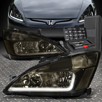 ДЛЯ 03-07 HONDA ACCORD СВЕТОДИОДНЫЕ ЛАМПЫ DRL С ДЫМЧАТЫМИ/ЯНТАРНЫМИ УГЛОВЫМИ ФАРАМИ + НАБОР ИНСТРУМЕНТОВ