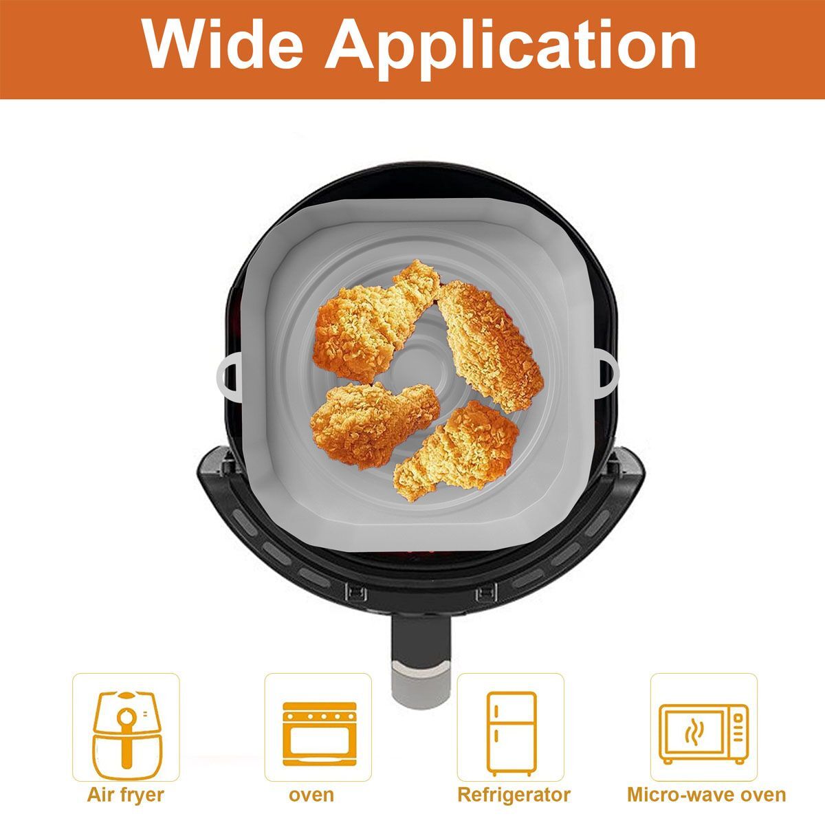 2pcs Air Fryer Silicone Pot Basket Non-Stick Safe Oven Baking Tray Accessories