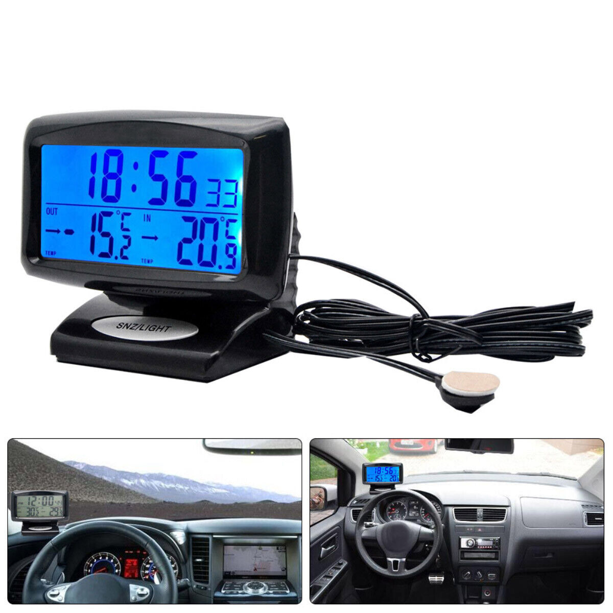 LCD Digital Auto KFZ Uhr Thermometer Multifunktion Temperatur Datum Anzeige