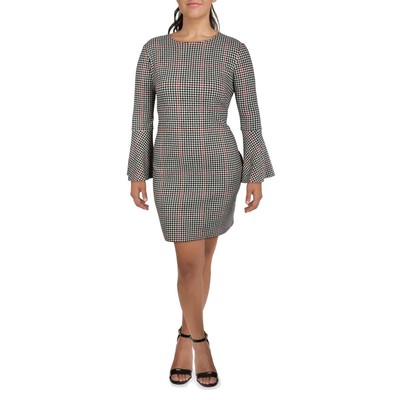 

Calvin Klein Womens Black-Ivory Houndstooth Платье-футляр до колен  BHFO 5107, Black/ivory/red