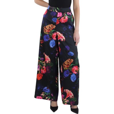 INC Womens Black Floral Wide Zipper Palazzo Pants XL BHFO 7865