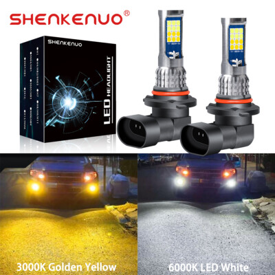 2x Dual Color Switchback White Yellow LED 9005 HB3 9006 HB4 Fog Light Bulbs US