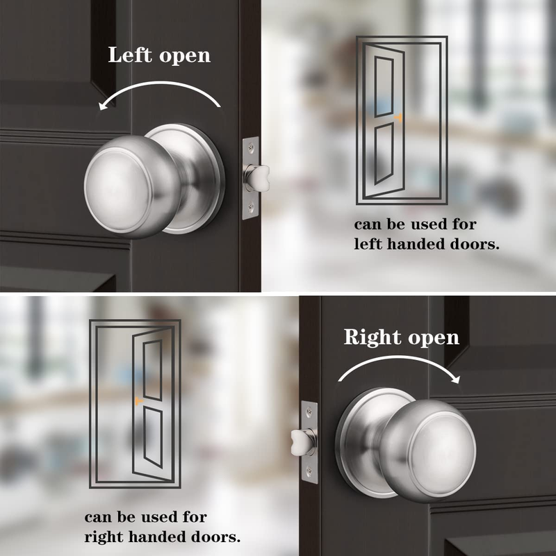 Probrico Colonial Style Passage Door Knobs Brushed Nickel Door Handle for Hall/C