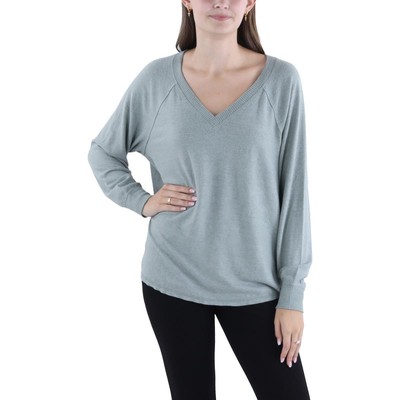 Женская зеленая футболка с V-образным вырезом и ребристой отделкой Lucky Brand L BHFO 0248