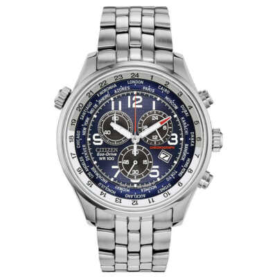 Pre-owned Citizen At0361-57l Brycen World Time Chronograph Eco-drive Men's Watch $475