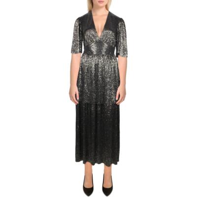 

Sabina Musayev Женское Черное Длинное Коктейльное Платье Макси с эффектом металлик  BHFO 5878, Черный