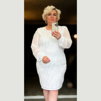 Plus size white club cheap dress