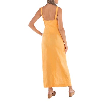 Pre-owned Nanushka Draped Linen Midi Dress In Orange