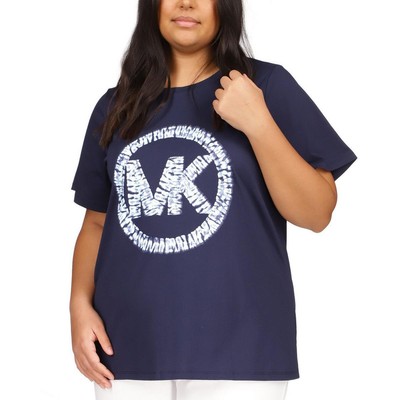 

Женская темно-синяя футболка с круглым вырезом с логотипом MICHAEL Michael Kors Plus  BHFO 6334, Midnight blue