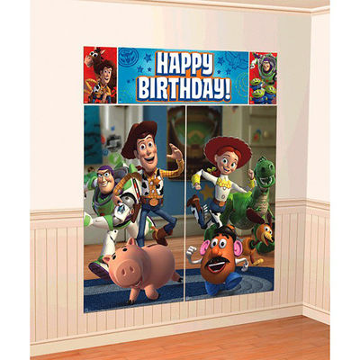 DISNEY TOY STORY SCENE SETTER Happy Birthday Party Wall Decoration Decor WOODY B