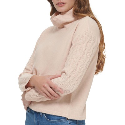 Женский розовый пуловер с круглым вырезом Calvin Klein, вязаный крючком, топ-свитер S BHFO 0156