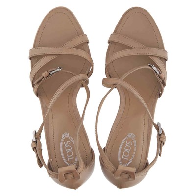 Pre-owned Tod's Tods Womens Leather Sandals Light Tobacco, Brand Size 41 ( Us Size 11 )