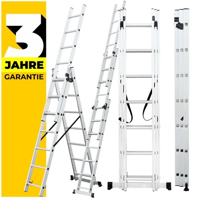 Mehrzweckleiter 3x6 3x7 3x9 3x11 3x12 3x14 Anlegeleiter Schiebeleiter Alu Leiter
