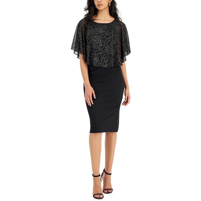 

Женское черное платье-футляр до колена с накидкой и рукавами Connected Apparel  BHFO 8519, Золотой
