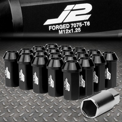 J2 ENGINEERING 7075 АЛЮМИНИЙ M12X1.25 20ШТ 45 ММ ГАЙКА С ОТКРЫТЫМ НАКОНЕЧНИКОМ + АДАПТЕР ЧЕРНЫЙ
