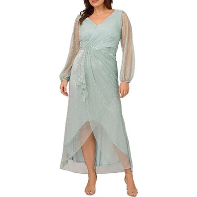 Adrianna Papell Womens Blue Metallic Formal Evening Dress Gown 10 BHFO 0719