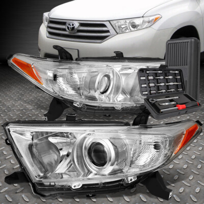 ДЛЯ 11-13 TOYOTA HIGHLANDER ХРОМИРОВАННАЯ ЯНТАРНАЯ БОКОВАЯ ФАРА ПРОЕКТОРА + НАБОР ИНСТРУМЕНТОВ