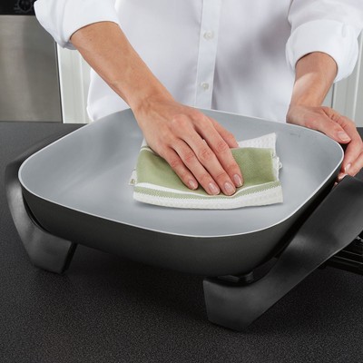 Oster Titanium Infused DuraCeramic Square Electric Skillet in Black/Silver