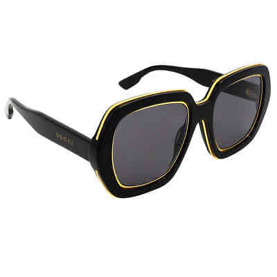 Pre-owned Gucci Solid Grey Square Unisex Sunglasses Gg1064s 002 54 Gg1064s 002 54 In Gray