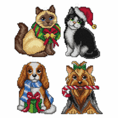Orchidea Counted Cross Stitch Kit: Christmas Pets: Set of 4